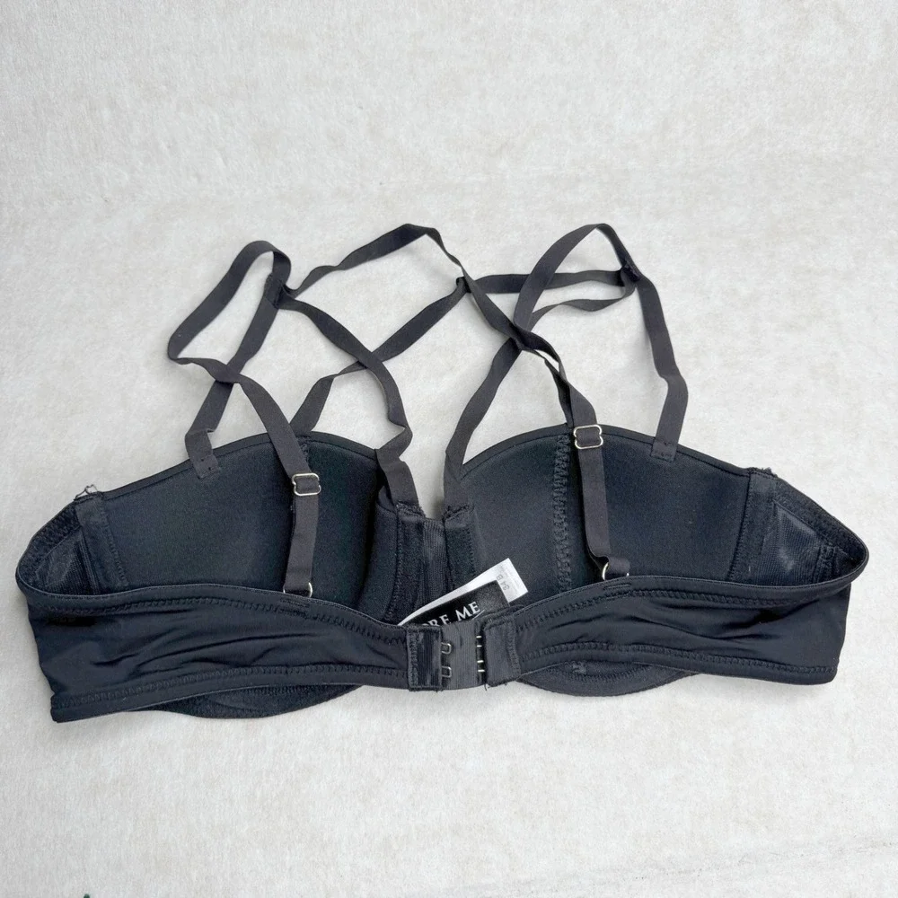 Adore Me 34B Black Multi Strappy Front‎ Push Up Underwire Bra Size 34 B 34B